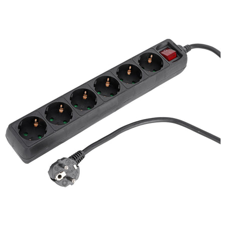 Q-Link Stekkerdoos 6-Voudig Zwart Randaarde 3680W 3x1,5mm2 1,5m-820831
