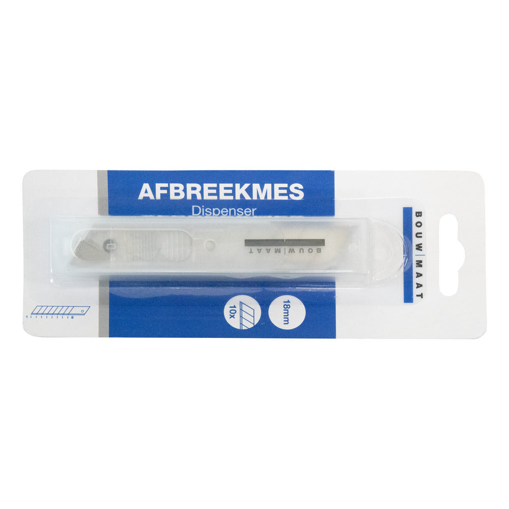 Bouwmaat Afbreekmes 18 mm in dispenser, 10 stuks-822545