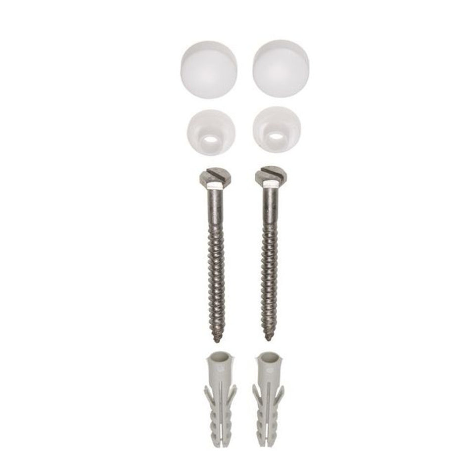 Riko Potschroevenset met Plug RVS Inclusief Afdekdoppen Wit 6x70mm-822860