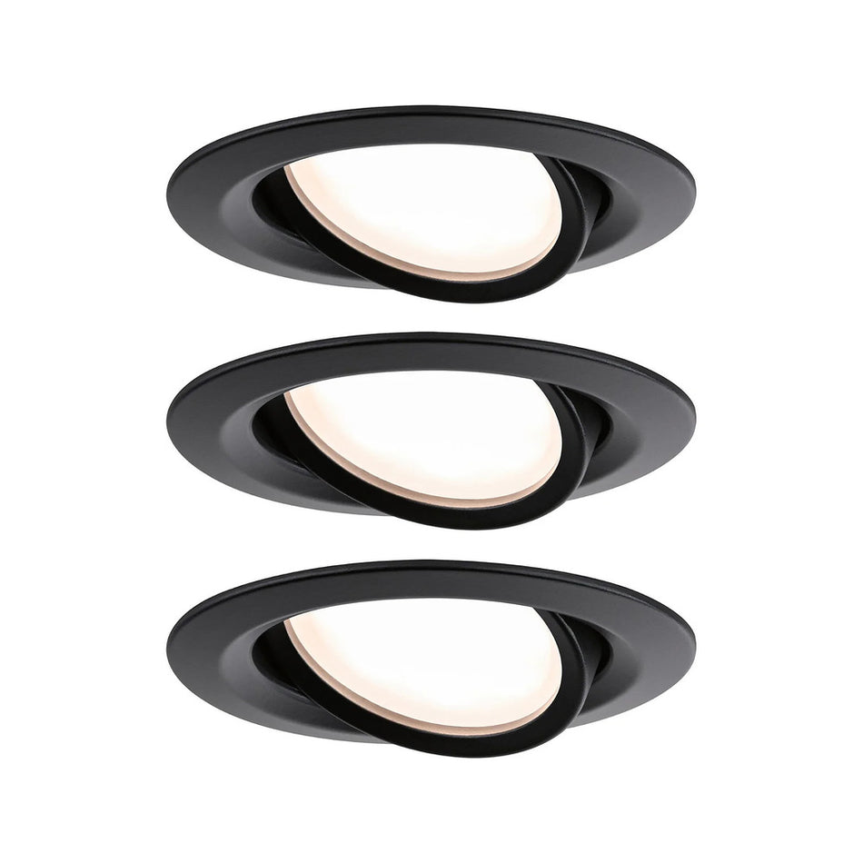 Paulmann Inbouwspot Nova Plus Zwart Rond 6W Kantelbaar 3st-824743