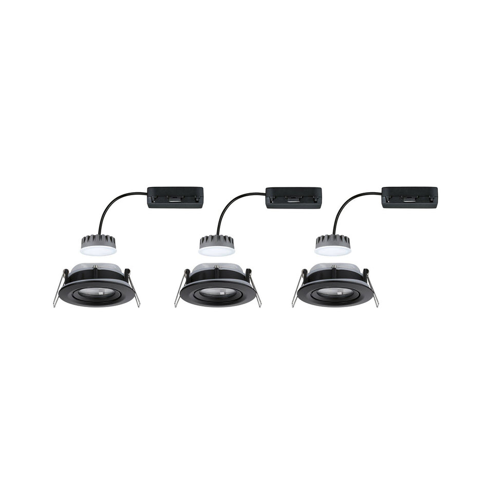 Paulmann Inbouwspot Nova Plus Mat Zwart Rond 6W Dim Kantelbaar IP65 3st-824744