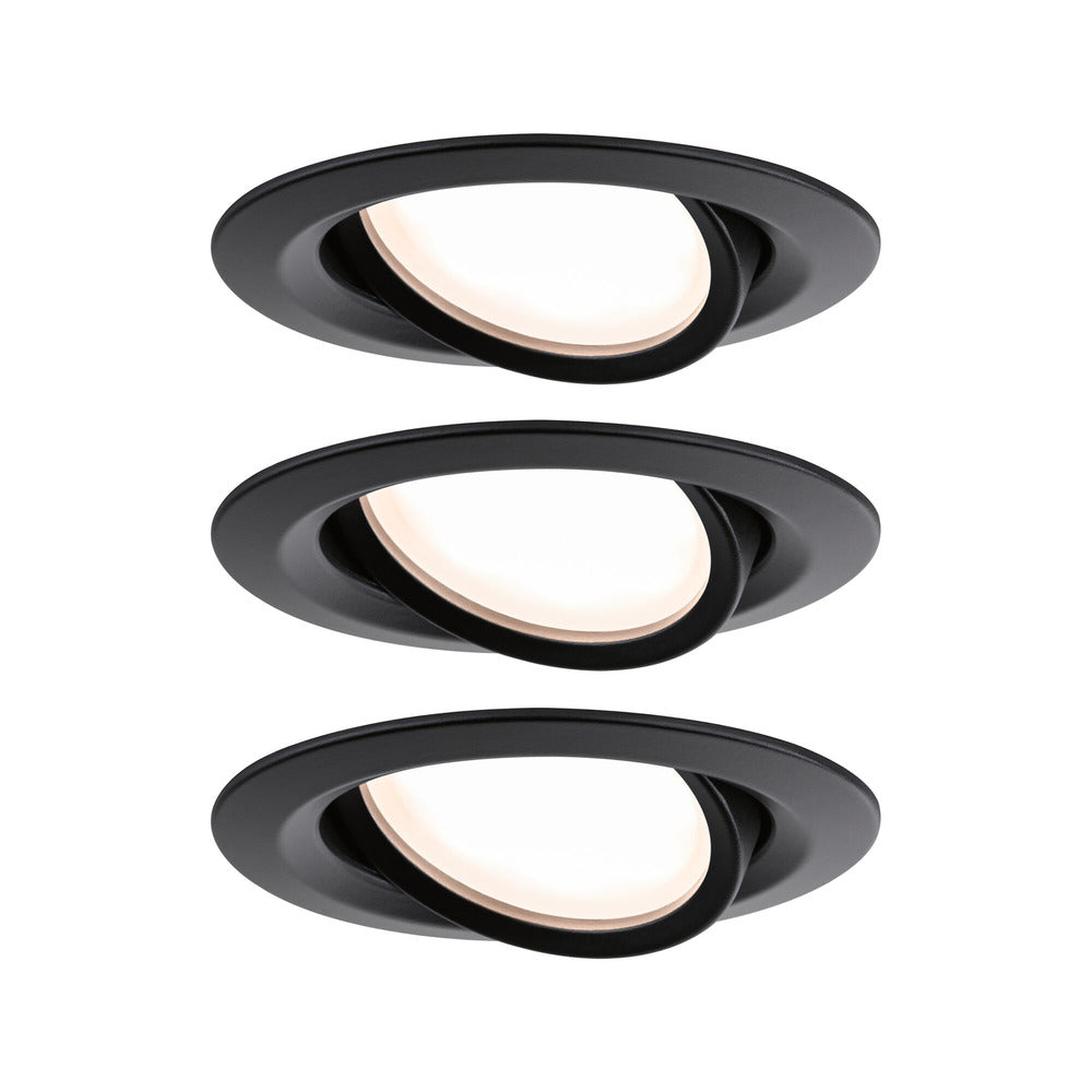 Paulmann Inbouwspot Nova Plus Mat Zwart Rond 6W Dim Kantelbaar IP65 3st-824744