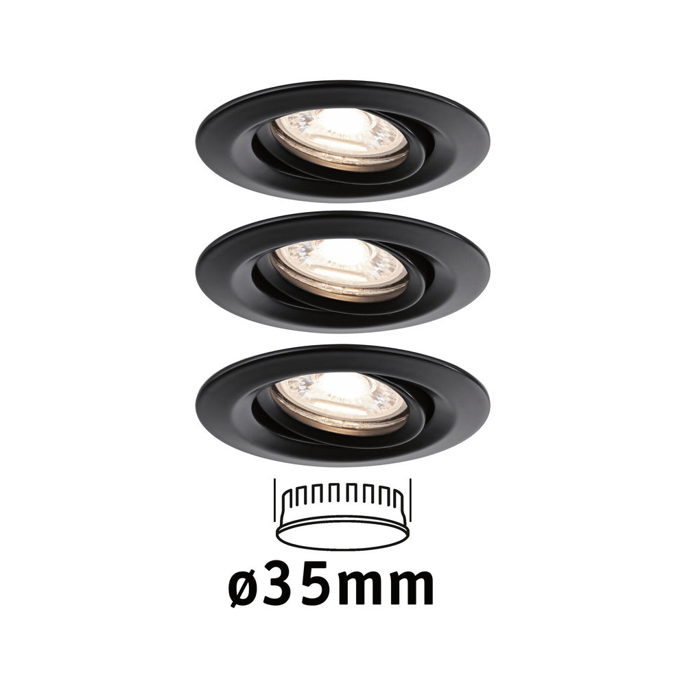 Paulmann Inbouwspot Nova Mini Mat Zwart Rond 4W Kantelbaar 3st-824745
