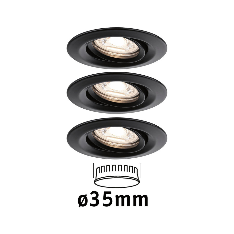 Paulmann Inbouwspot Nova Mini Mat Zwart Rond 4W Kantelbaar 3st-824745