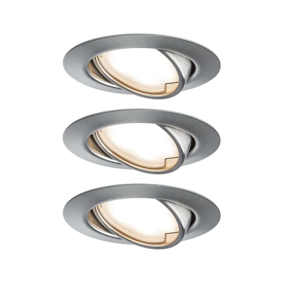Paulmann Inbouwspot Base Geborsteld Staal Rond 5W Kantelbaar 3st-824751