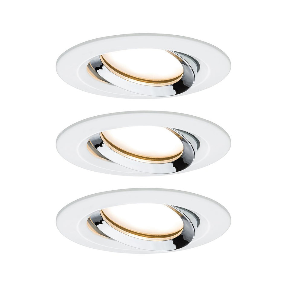 Paulmann Inbouwspot Nova Plus Mat Wit Chroom Rond 6W Dim Kantelbaar IP65 3st-824758