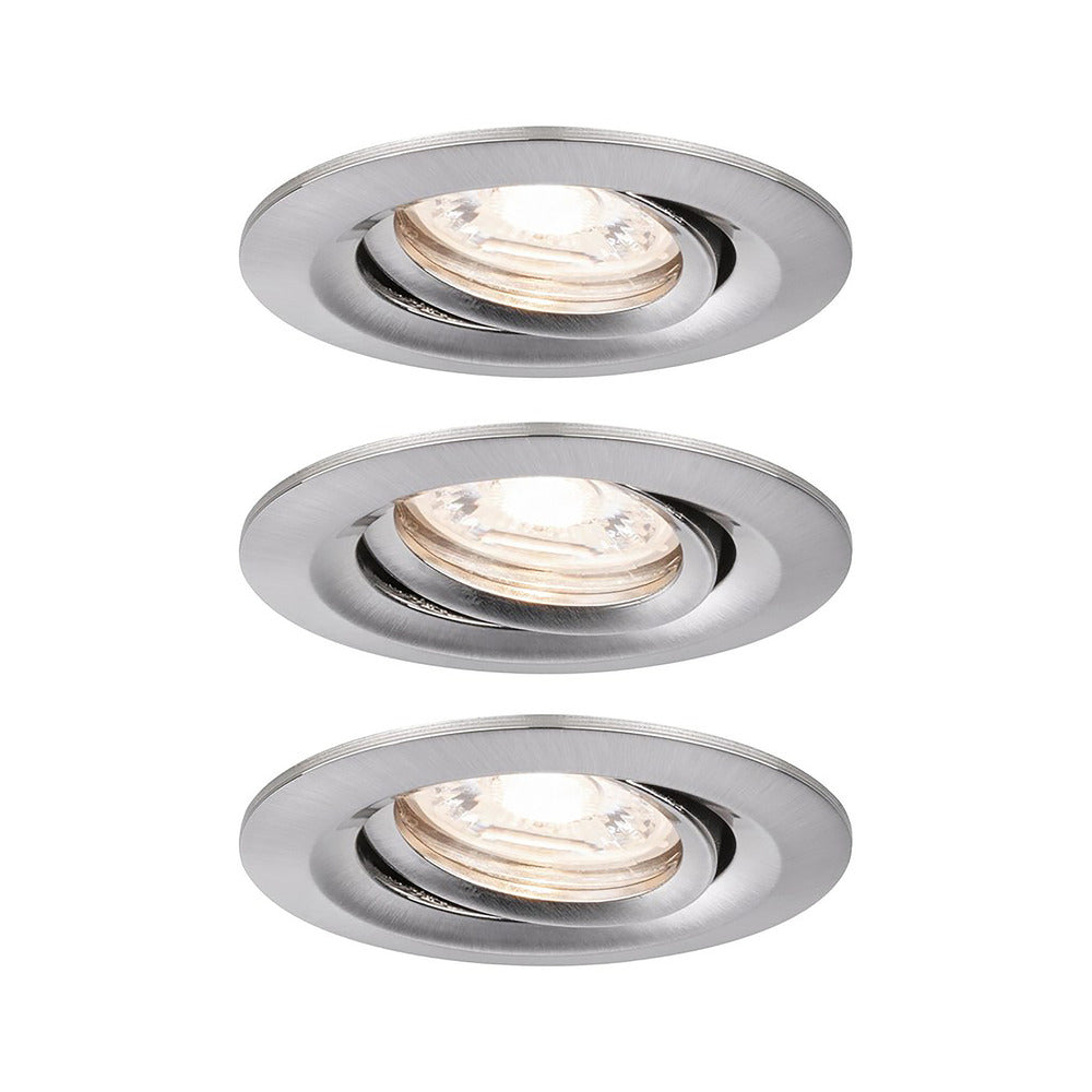 Paulmann Inbouwspot Nova Mini Geborsteld Aluminium Rond 4W Kantelbaar 3st-824762