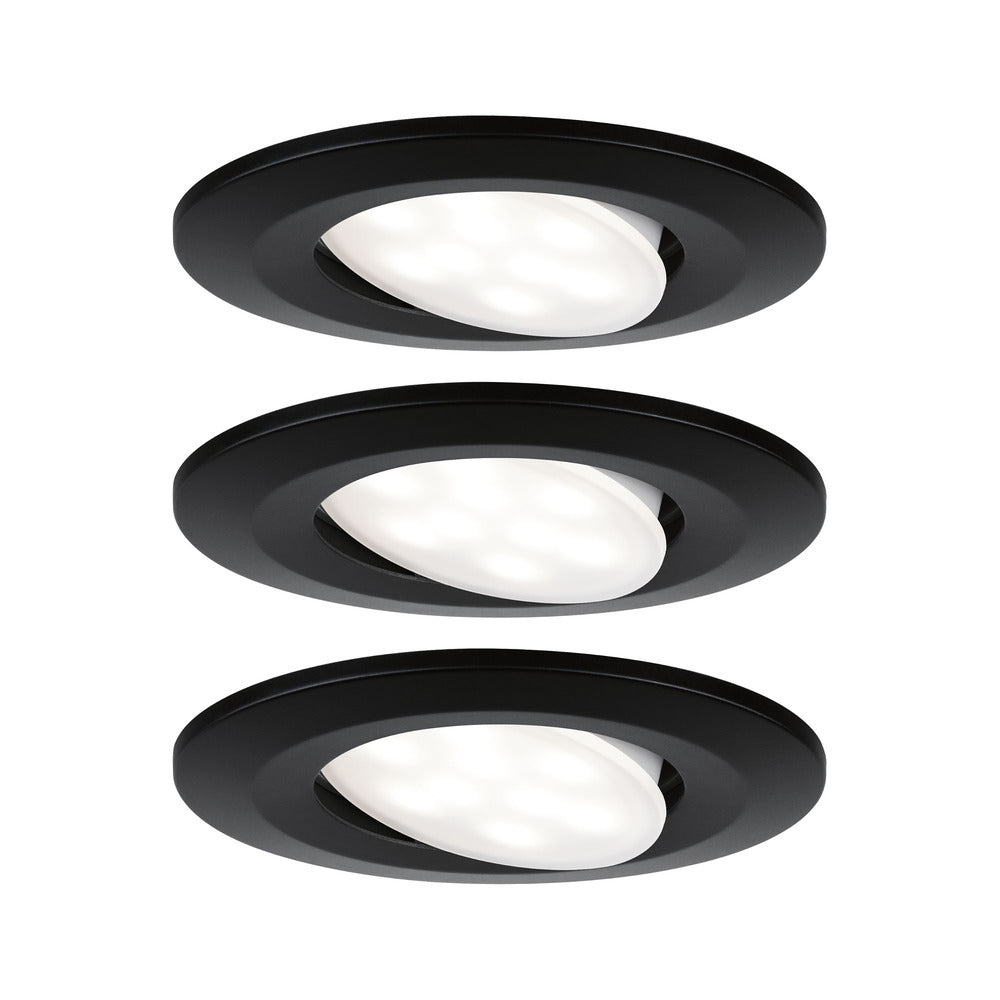 Paulmann Inbouwspot Calla Mat Zwart Rond 6W Kantelbaar IP65 3st-824774