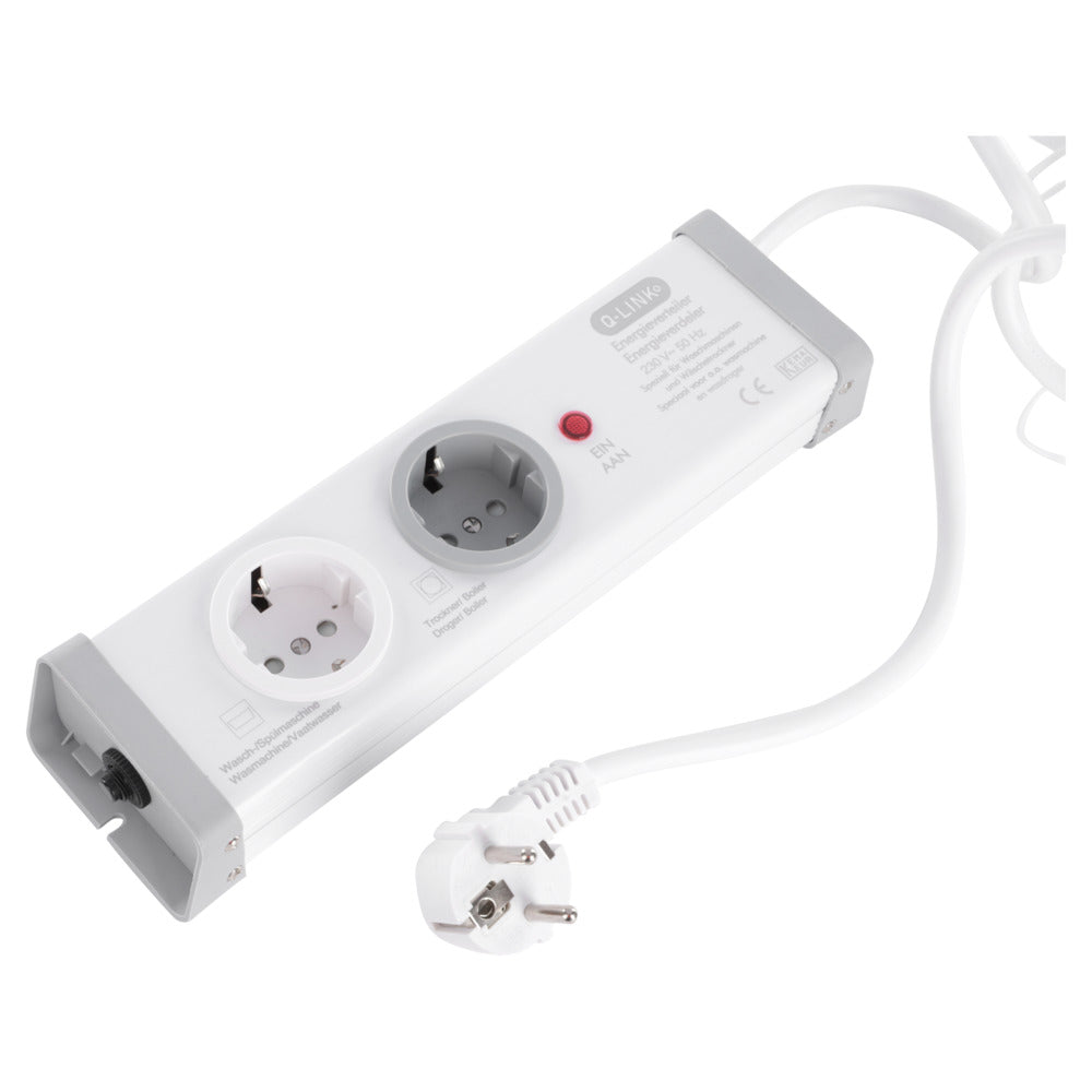 Q-Link Stekkerdoos 2-Voudig Wit/Grijs 2760W Randaarde 3x1,5mm2 1,5m-824831