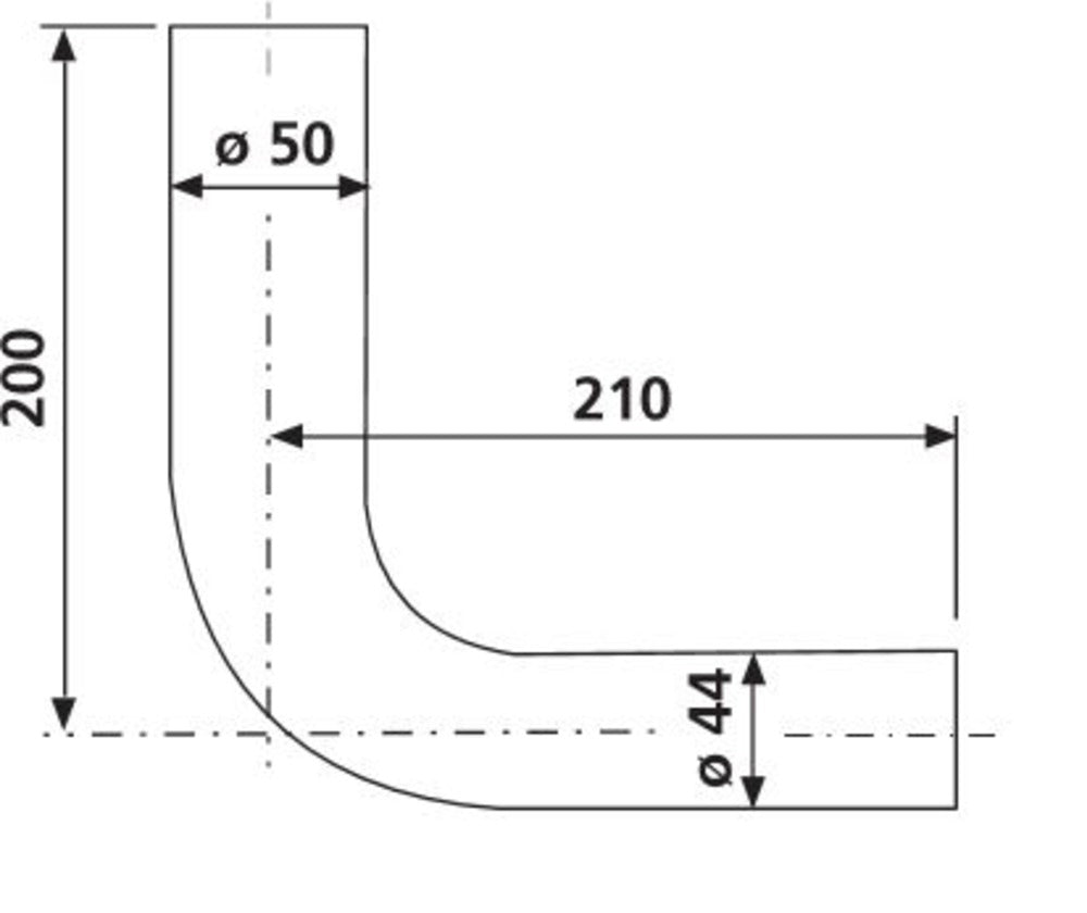 Valpijp Laaghangend Reservoir Ø50x44mm / 200x210mm-828093