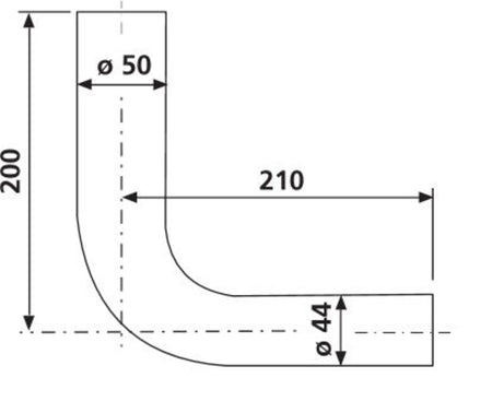 Valpijp Laaghangend Reservoir Ø50x44mm / 200x210mm-828093