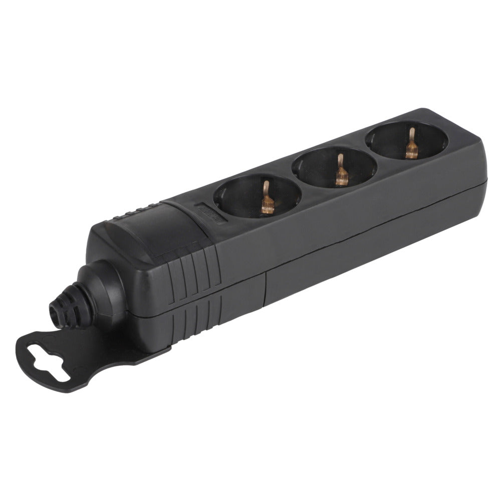 Q-Link stekkerdoos 3-voudig randaarde 2500W  zwart-839671
