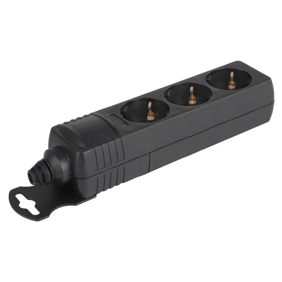 Q-Link stekkerdoos 3-voudig randaarde 2500W  zwart-839671