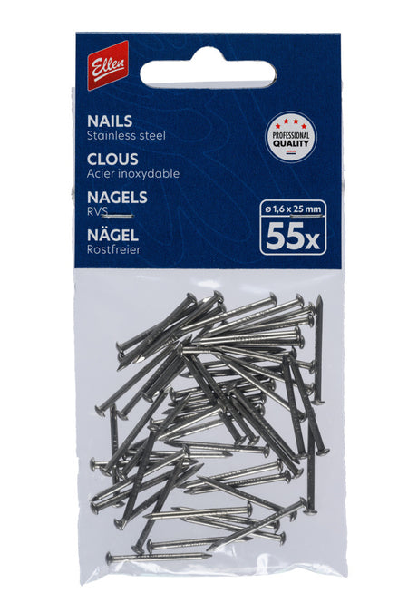 Ellen Tochtstripnagel RVS 25x1,6mm 55stuks-846214