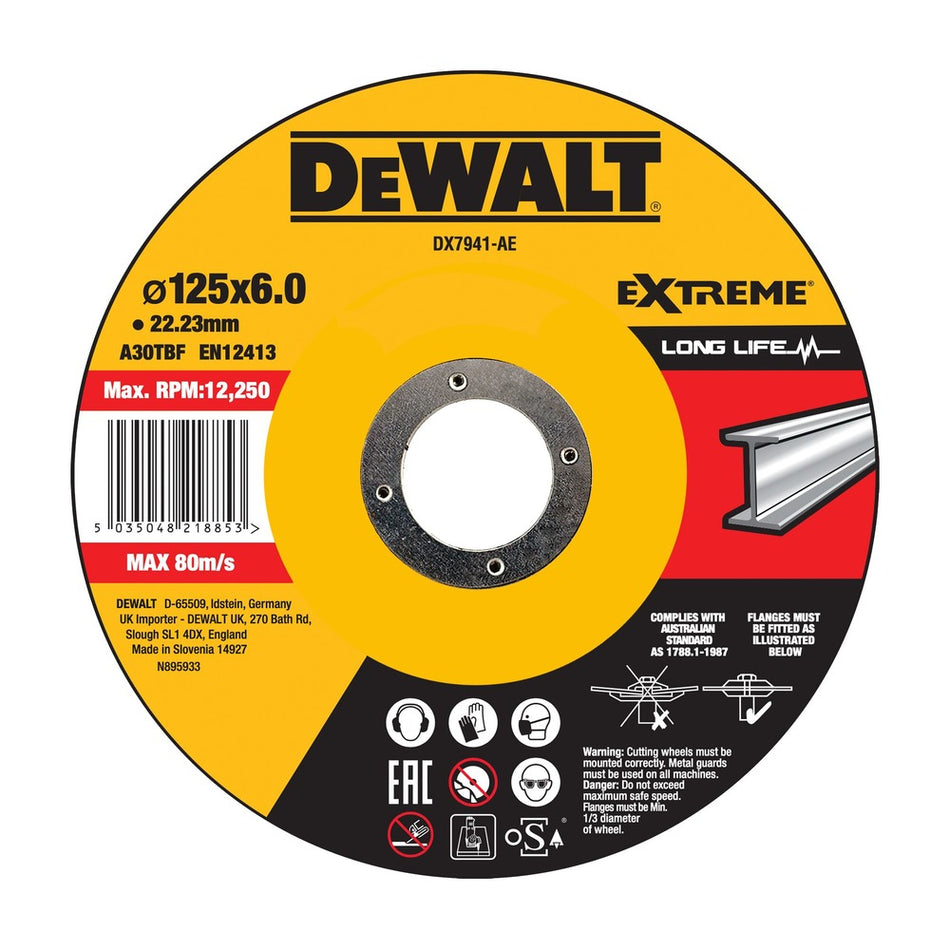 DeWALT Extreme 2X Afbraamschijf Metaal 125x6x22,2mm-856419