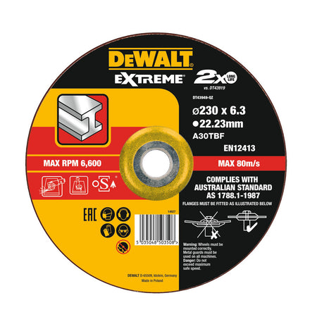 DeWALT Extreme 2X Afbraamschijf Metaal 230x6x22,2mm-856426