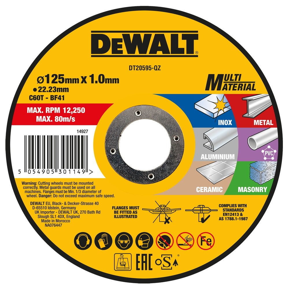 DeWALT Doorslijpschijf Multi Materiaal 125x22,2x1mm-856427