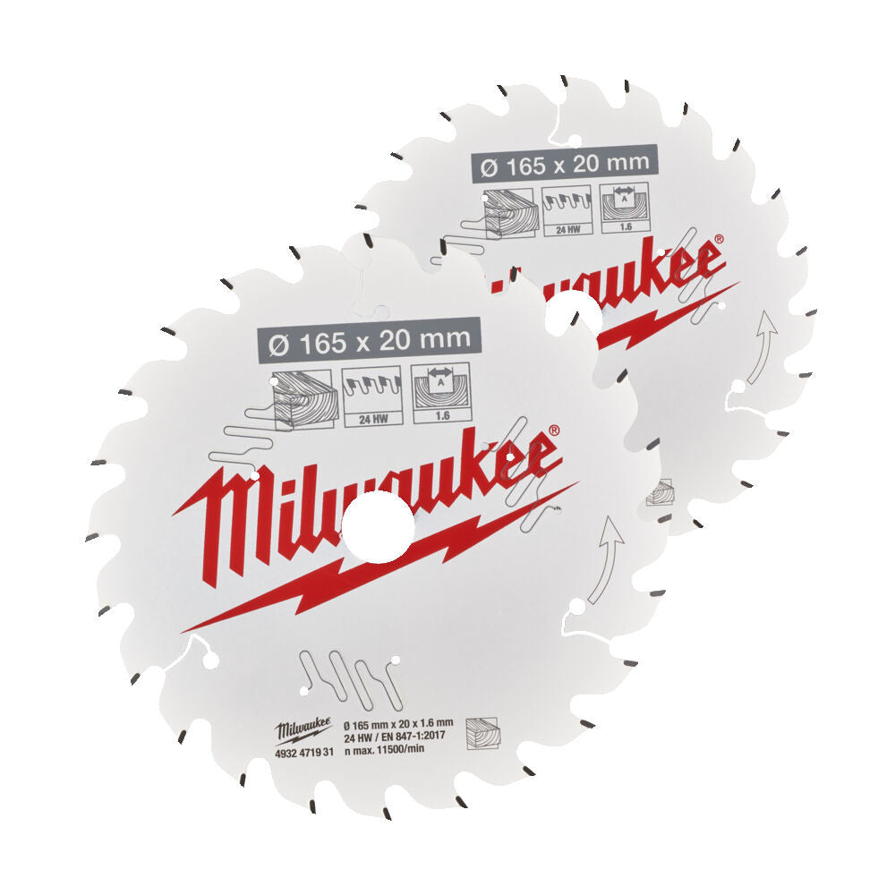 Milwaukee Cirkelzaagbladenset 165x20mm-857524