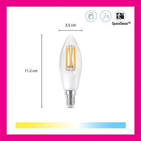 WiZ Slimme LED-Lamp E27 60W Filament C35 Warm tot Koelwit Licht Transparant-864107