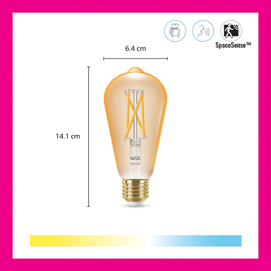 WiZ Slimme LED-Lamp E27 50W Filament ST64 Warm tot Koelwit Licht Goud-864109