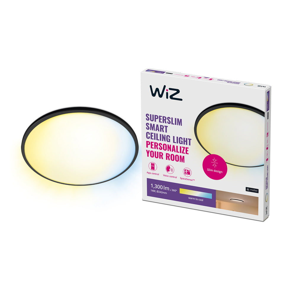 WiZ Superslim LED-Plafondlamp 14W Warm tot Koelwit Licht Zwart-864116