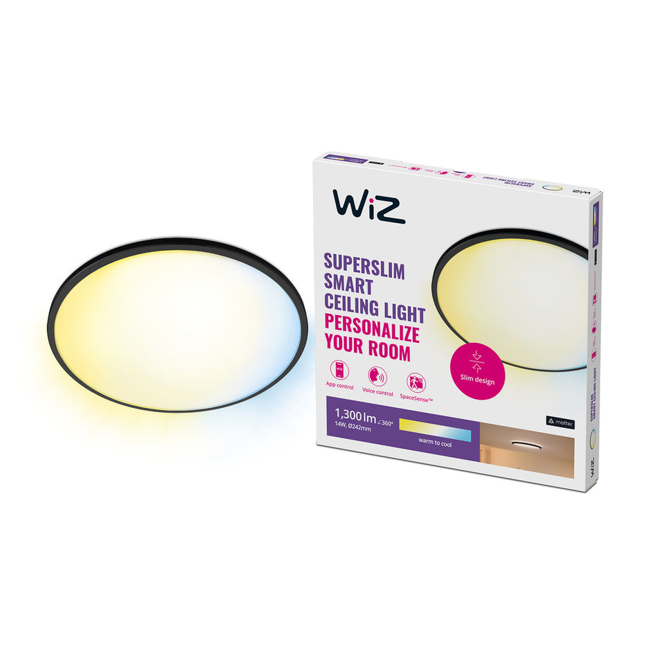 WiZ Superslim LED-Plafondlamp 14W Warm tot Koelwit Licht Zwart-864116