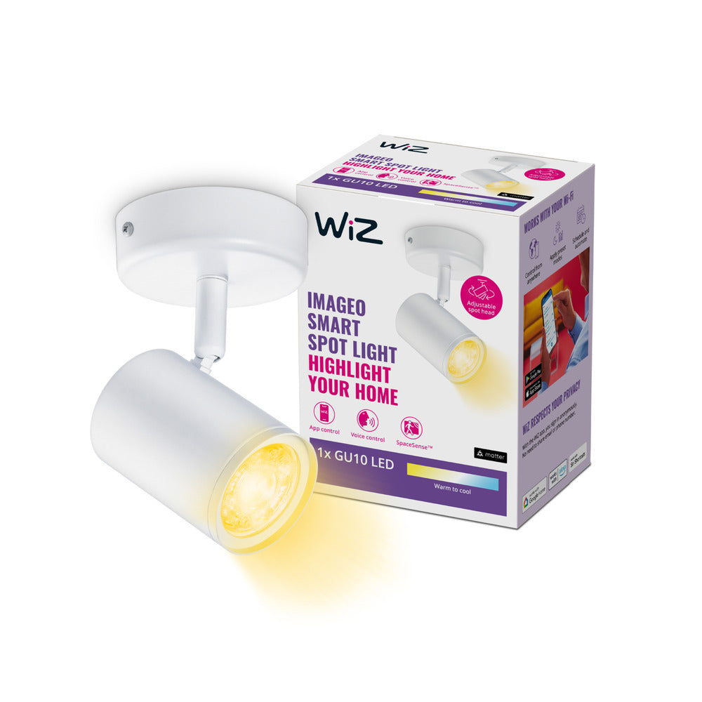WiZ Slimme LED-Opbouwspot Draaibaar 5W Warm tot Koelwit Licht Imageo Wit-864121