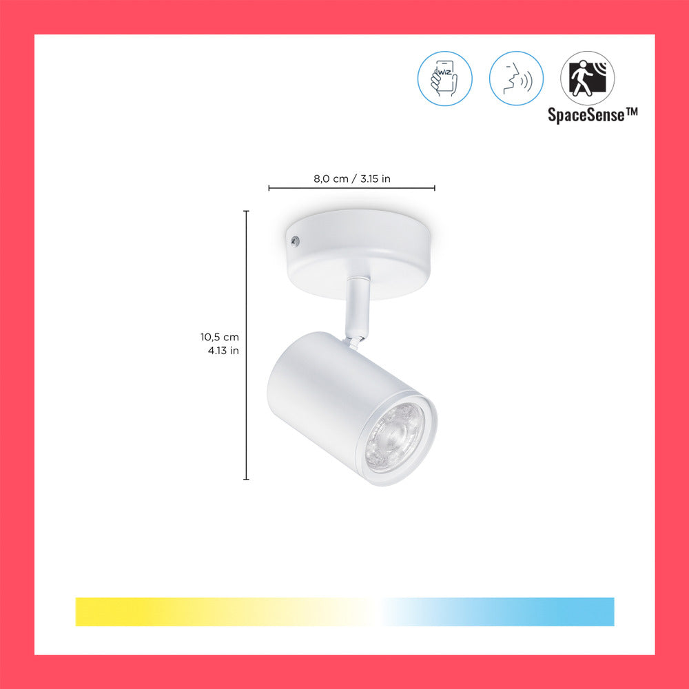 WiZ Slimme LED-Opbouwspot Draaibaar 5W Warm tot Koelwit Licht Imageo Wit-864121