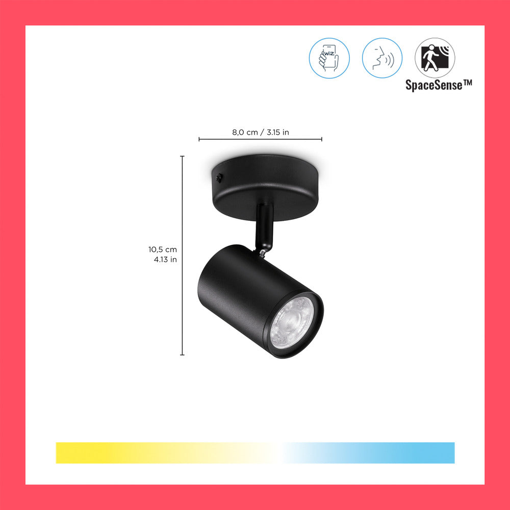 WiZ Slimme LED-Opbouwspot Draaibaar 5W Warm tot Koelwit Licht Imageo Zwart-864123
