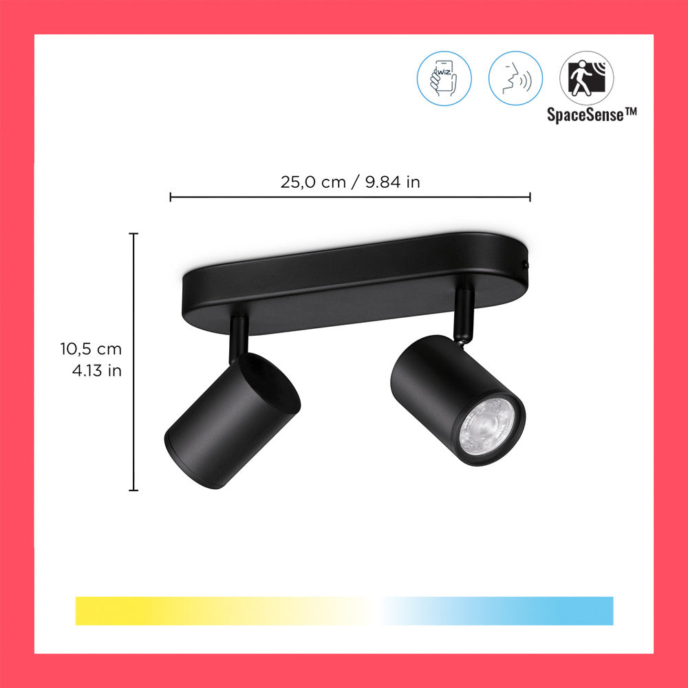 WiZ Slimme LED-Opbouwspot Draaibaar 5W Warm tot Koelwit Licht Imageo Zwart 2st-864124
