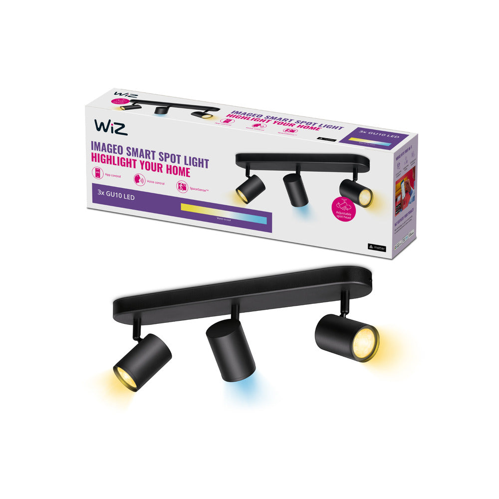 WiZ Slimme LED-Opbouwspot Draaibaar 5W Warm tot Koelwit Licht Imageo Zwart 3st-864125
