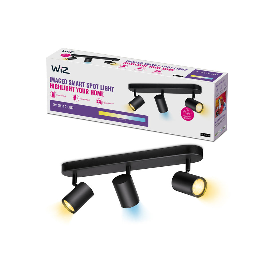 WiZ Slimme LED-Opbouwspot Draaibaar 5W Warm tot Koelwit Licht Imageo Zwart 3st-864125