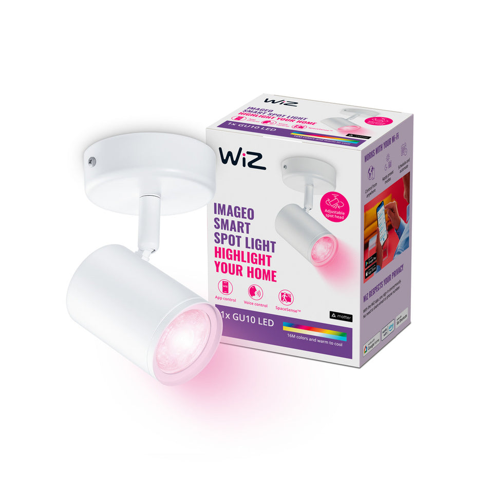 WiZ Slimme LED-Opbouwspot Draaibaar 5W Gekleurd en Wit Licht Imageo Wit-864126