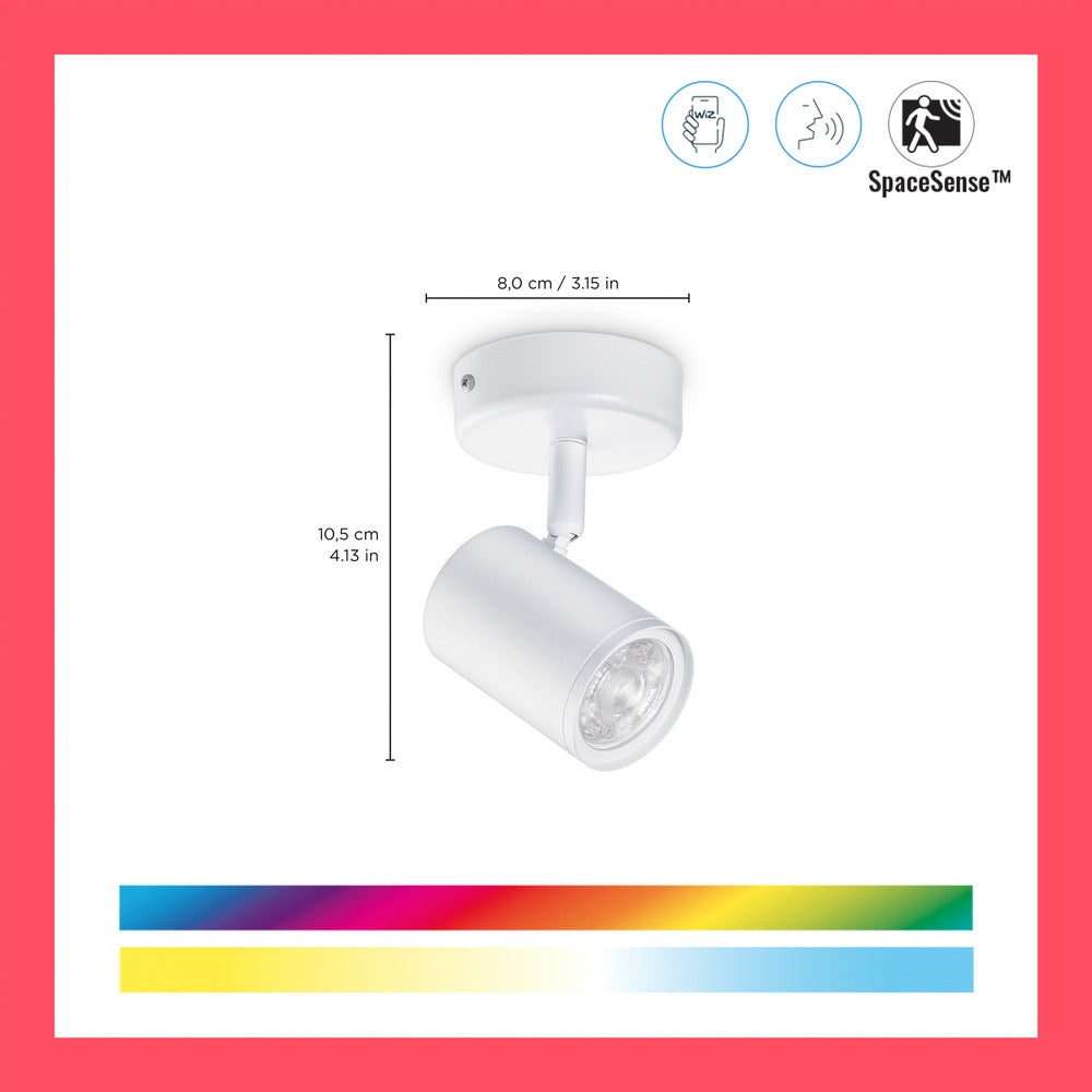 WiZ Slimme LED-Opbouwspot Draaibaar 5W Gekleurd en Wit Licht Imageo Wit-864126