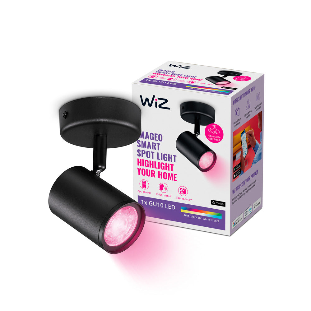 WiZ Slimme LED-Opbouwspot Draaibaar 5W Gekleurd en Wit Licht Imageo Zwart-864128