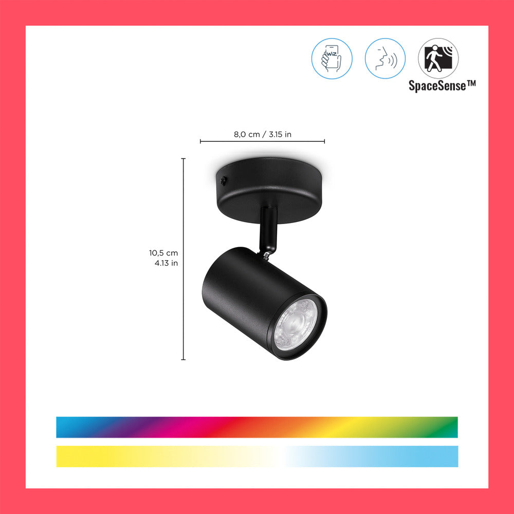 WiZ Slimme LED-Opbouwspot Draaibaar 5W Gekleurd en Wit Licht Imageo Zwart-864128