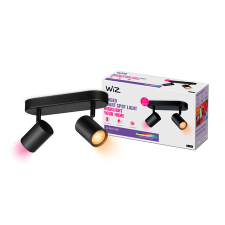 WiZ Slimme LED-Opbouwspot Draaibaar 5W Gekleurd en Wit Licht Imageo Zwart 2st-864129