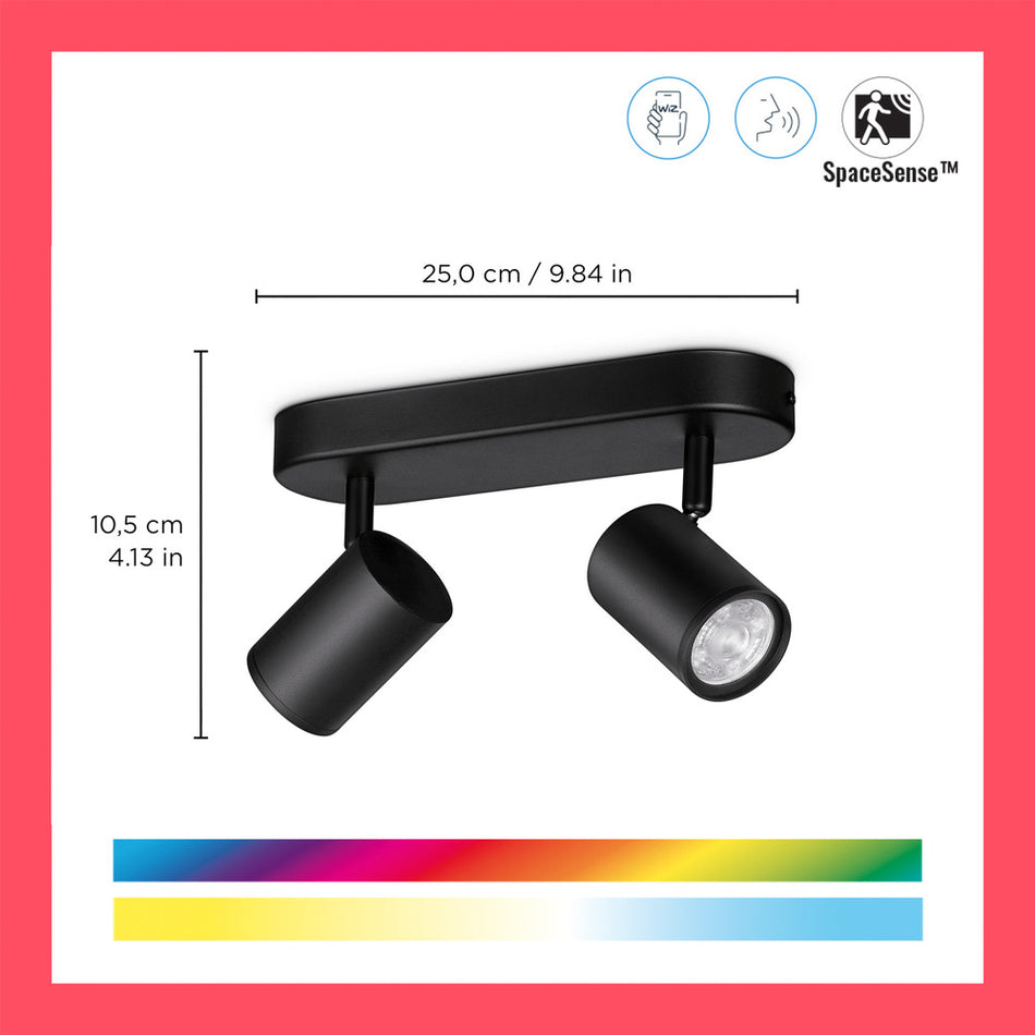 WiZ Slimme LED-Opbouwspot Draaibaar 5W Gekleurd en Wit Licht Imageo Zwart 2st-864129