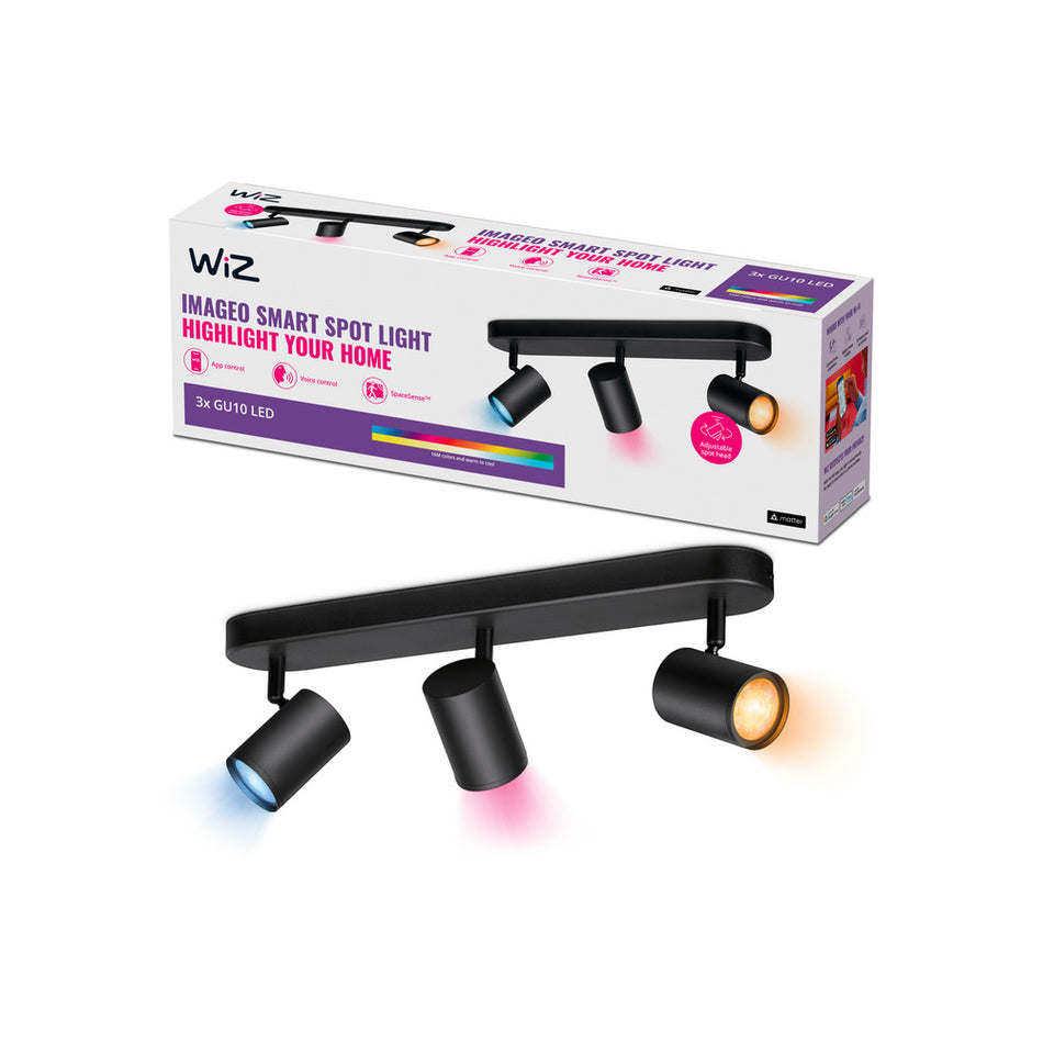 WiZ Slimme LED-Opbouwspot Draaibaar 5W Gekleurd en Wit Licht Imageo Zwart 3st-864130