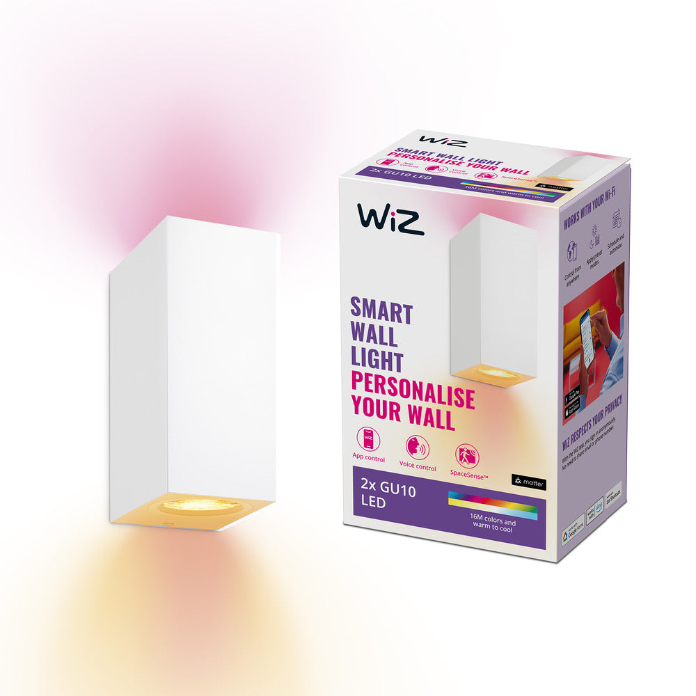 WiZ Slimme LED-Wandlamp Up and Down GU10 5W Gekleurd en Wit Licht Wit 2st-864132
