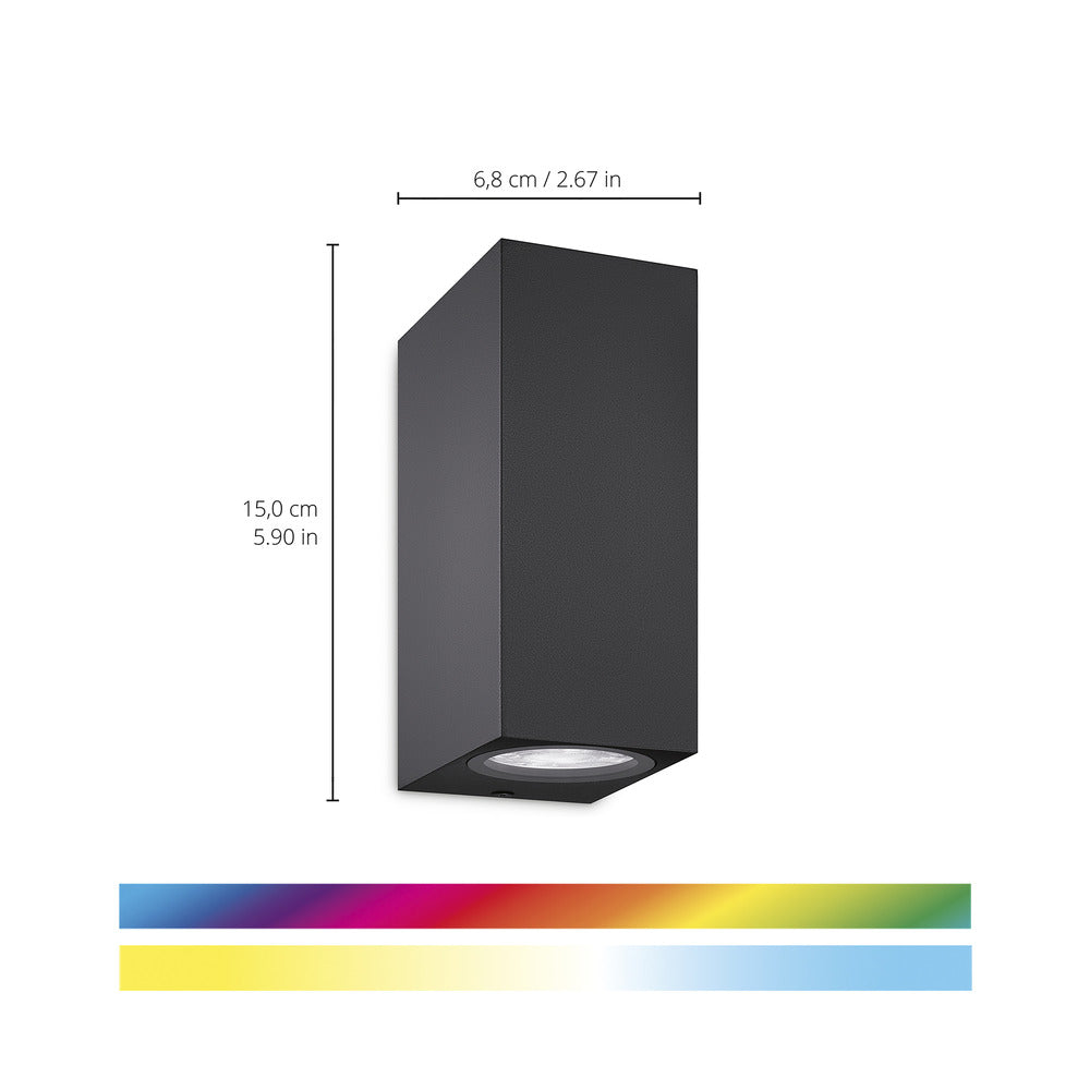WiZ Slimme LED-Wandlamp Up and Down GU10 5W Gekleurd en Wit Licht Zwart 2st-864133
