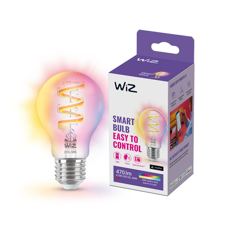WiZ Slimme LED-Lamp E27 40W Filament A60 Gekleurd en Wit Licht Transparant-864136