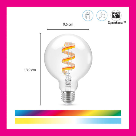 WiZ Slimme LED-Lamp E27 40W Globe Filament G95 Gekleurd en Wit Licht Transparant-864137