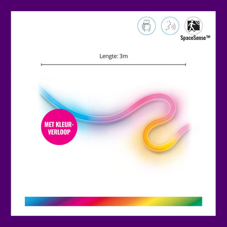 WiZ Slimme LED-Strip Neon Gekleurd en Wit Licht Inclusief Adapter 12V 3m-864142