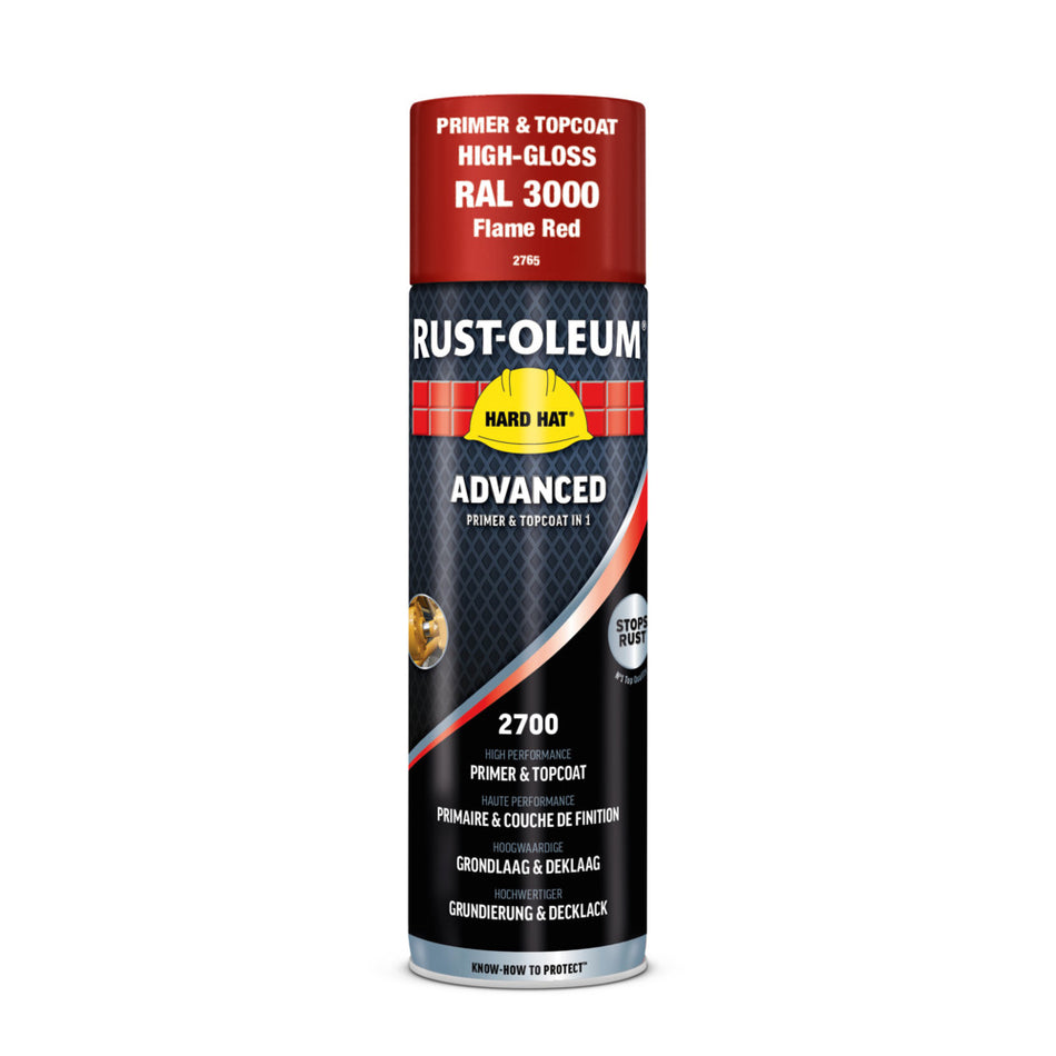 Rust-Oleum Hard Hat Advanced Hoogglans RAL3000 Vuurrood 500ml-864703