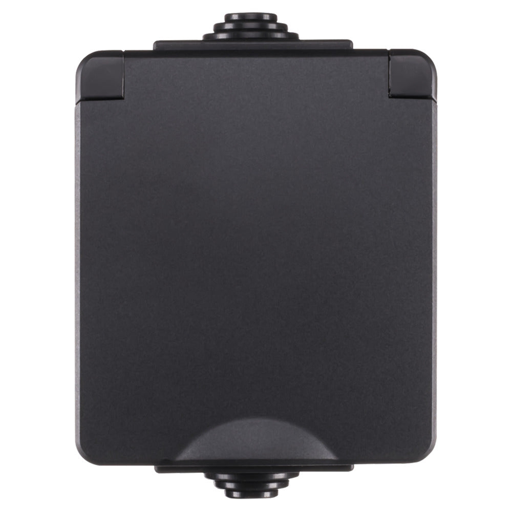 ION INDUSTRIES Spatwaterdicht Opbouw Contactdoos 1V RA IP54 Zwart-866028