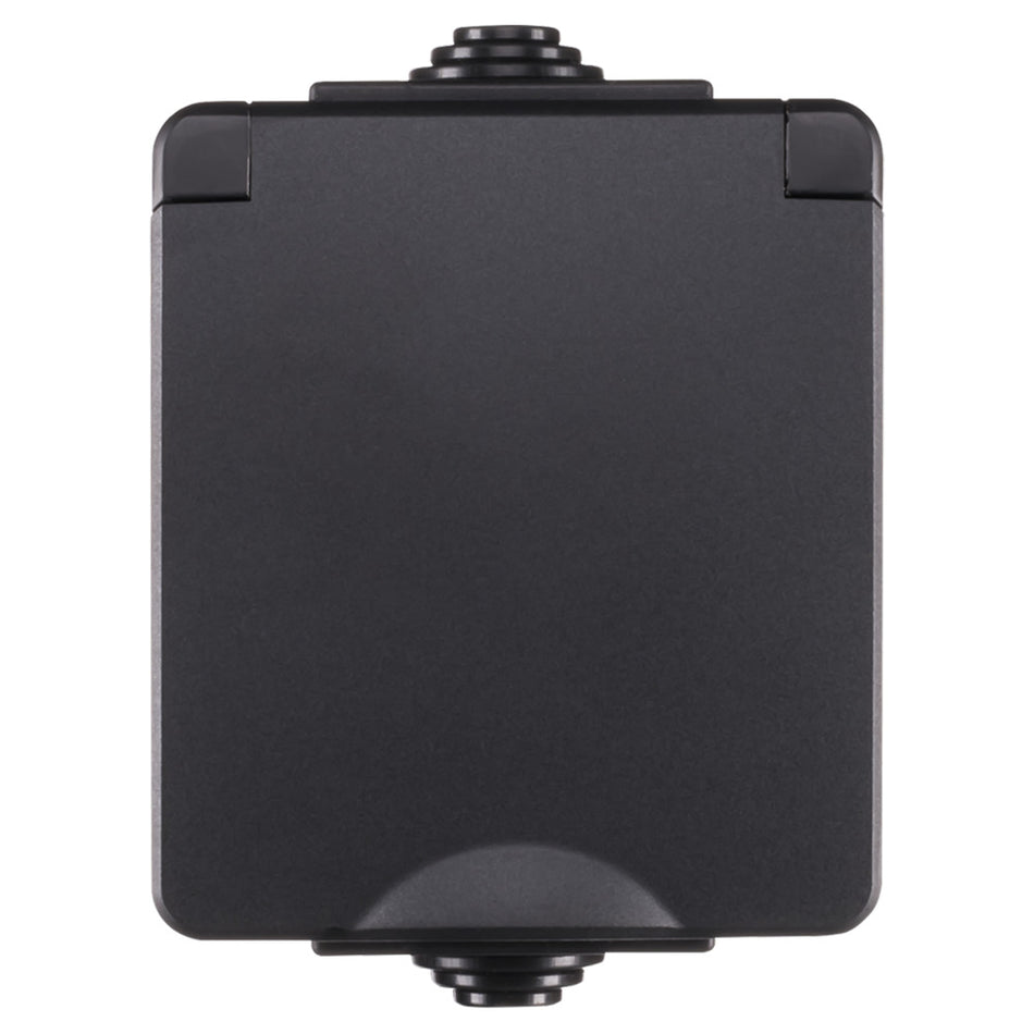 ION INDUSTRIES Spatwaterdicht Opbouw Contactdoos 1V RA IP54 Zwart-866028