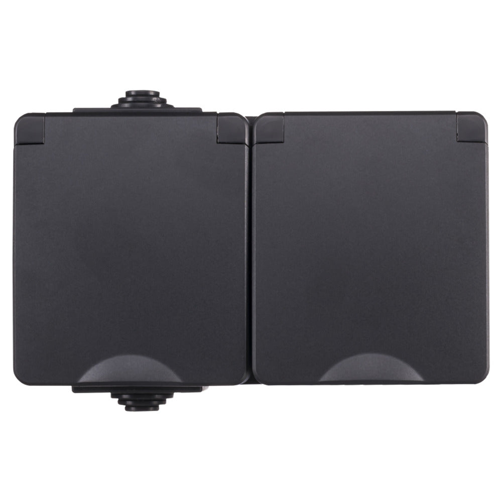 ION INDUSTRIES Spatwaterdicht Opbouw Contactdoos 2V RA IP54 Zwart-866029