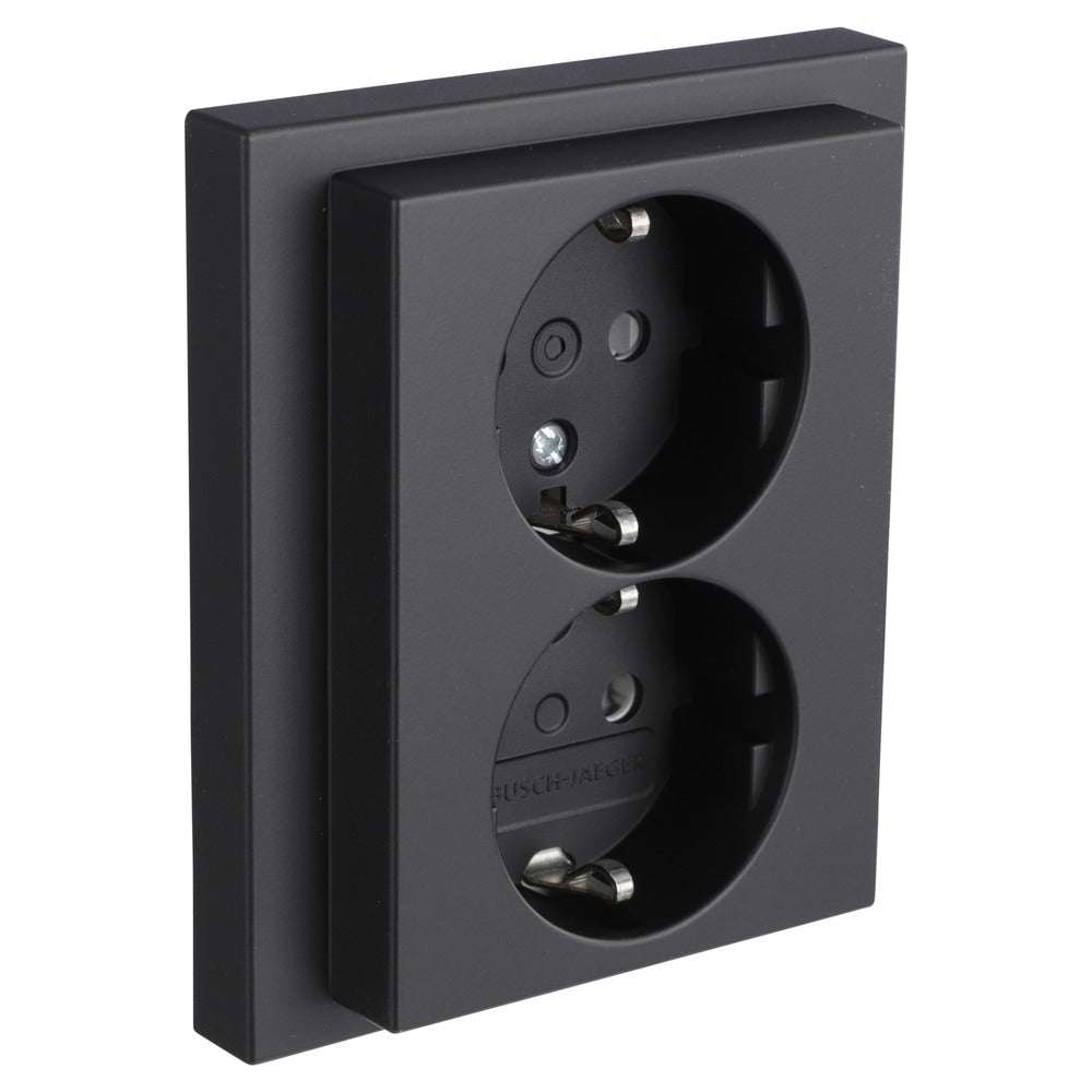 Busch-Jaeger Future Line Inbouw Contactdoos 2-Voudig Randaarde Zwart-866181