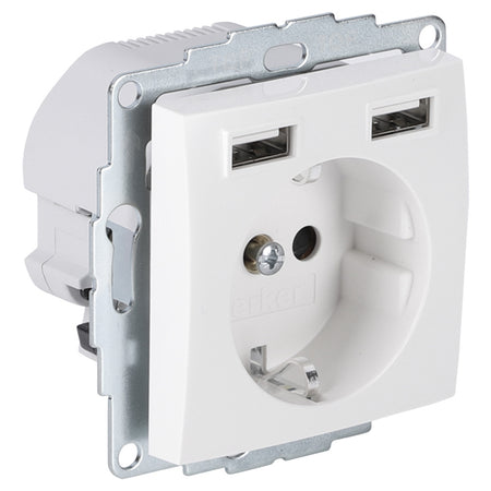 Berker S1 Inbouw Contactdoos 1-Voudig RA USB A/A 3.1A Polarwit-866196